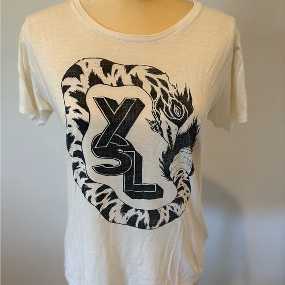 Saint Laurent YSL 2012 graphic logo rare designer Tee Shirt, Sz S - Picture 1 of 6
